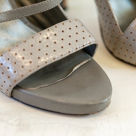 Chaos & Harmony Grey Strap and Peep Toe Heels - Picture 2 of 5